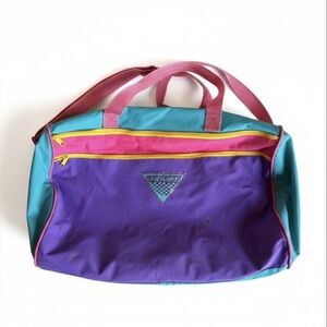 VTG 90s Pack-Ups Colorblock Duffel Bag - Teal/Purple/Pink - Retro AS-IS